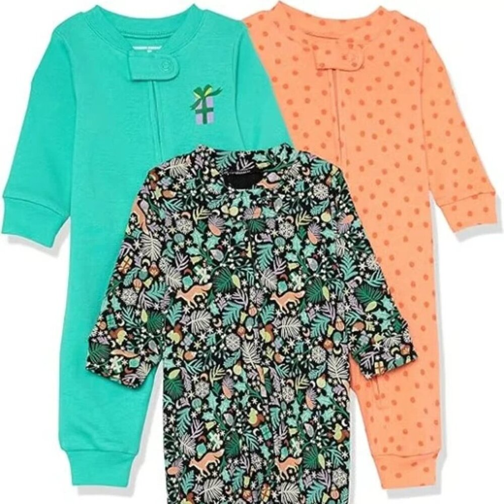 Amazon Essentials Unisex Babies' Snug-Fit Cotton Footless Sleeper Pajamas, 3 mon